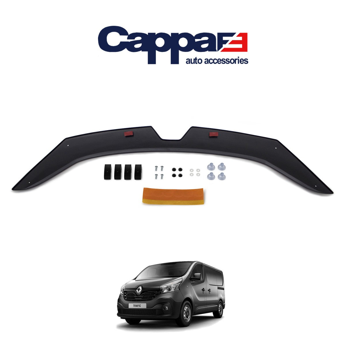 Glossy Black Front Hood Deflector for Renault Trafic (2001–2024) – Bug Shield & Spoiler Guard