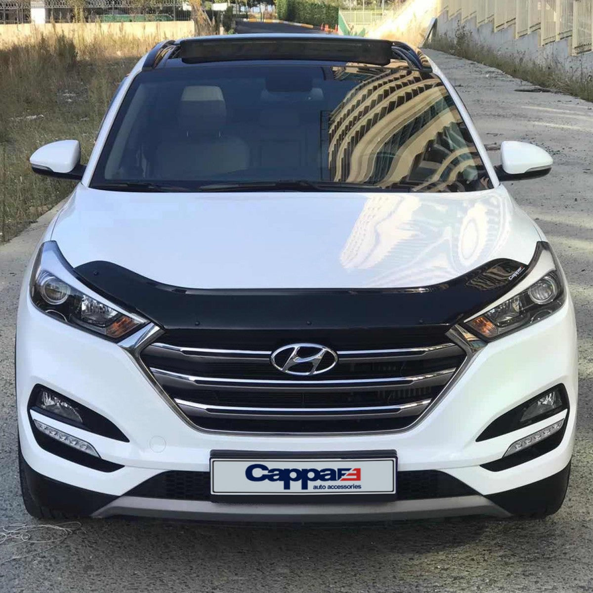 For Hyundai Tucson Front Hood Protection Spoiler – Bug Shield & Hood Deflector Guard (2016–2020)